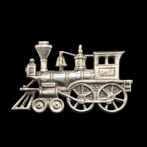 Vintage Railroad Train Sterling Silver Metal Brooch Pin